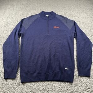 KJUS Kulm Sweater Mens 52 L‎ Navy Merino Wool Half-Zip Golf Pullover